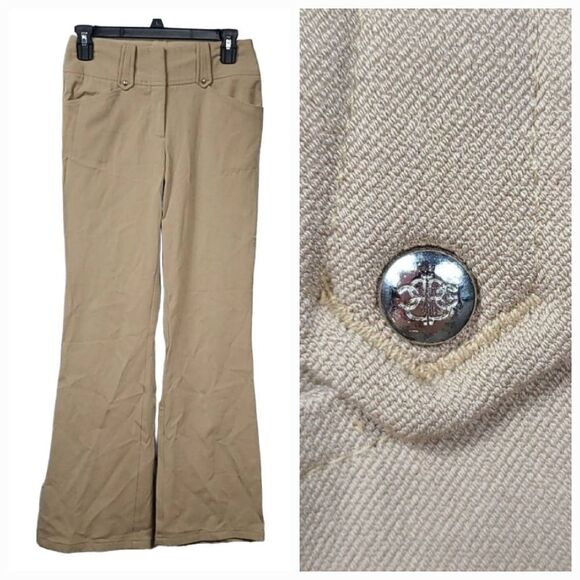 BCBG Maxazria Bootcut Tan Mid-rise Trouser Stretch Pant Work Uniform Vintage 90s - Picture 4 of 10